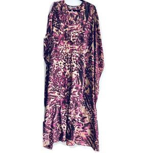 ocean + main los angeles leopard print Silk Semi-Sheer Chiffon Caftan Size 1x